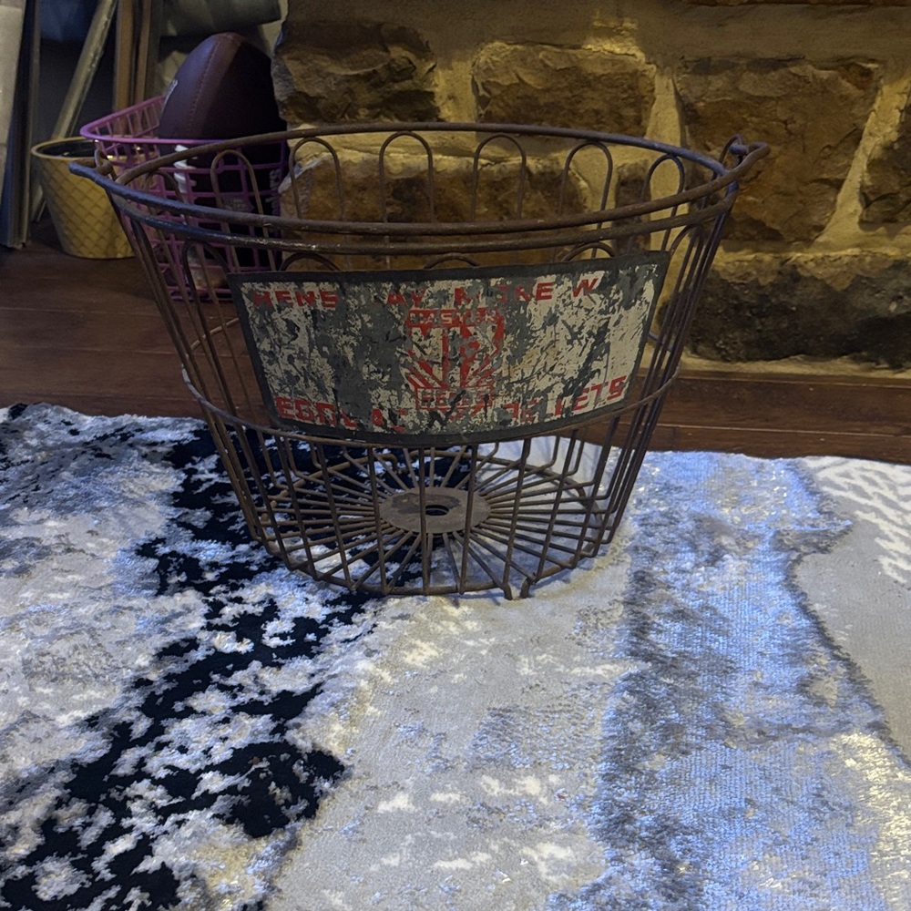 Vintage Metal Wire egg Basket with Rustic Finish
